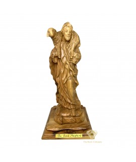 The Good Shepherd, Jesus Olive Wood Statue Hand Carved