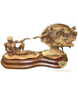 The Creation of Adam in olive wood hand carved statue, The Creation of Man