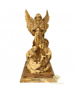 The Holy Family Guardian Angel Olive Wood Statue Hand Carved