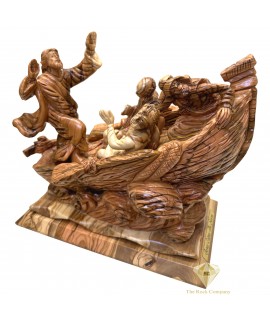 Jesus Calming the Storm Olive Wood Statue