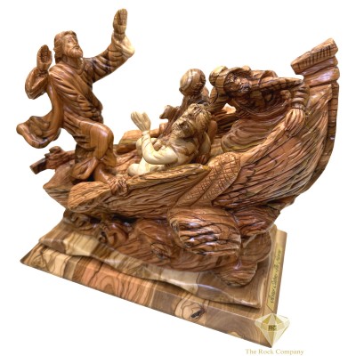 Jesus Calming the Storm Olive Wood Statue