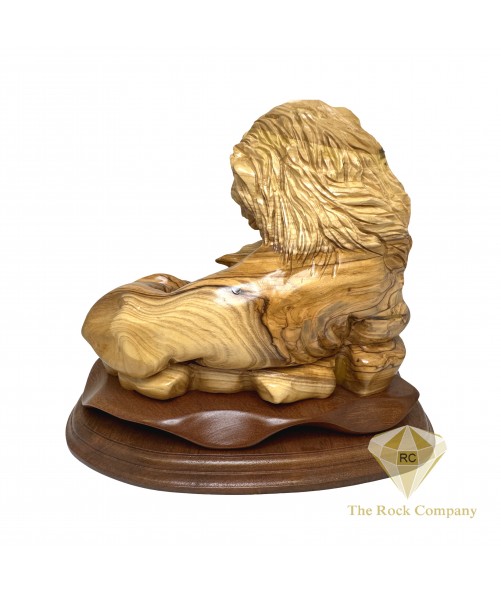 Lion with the Lamb Olive Wood Hand Carved Statue