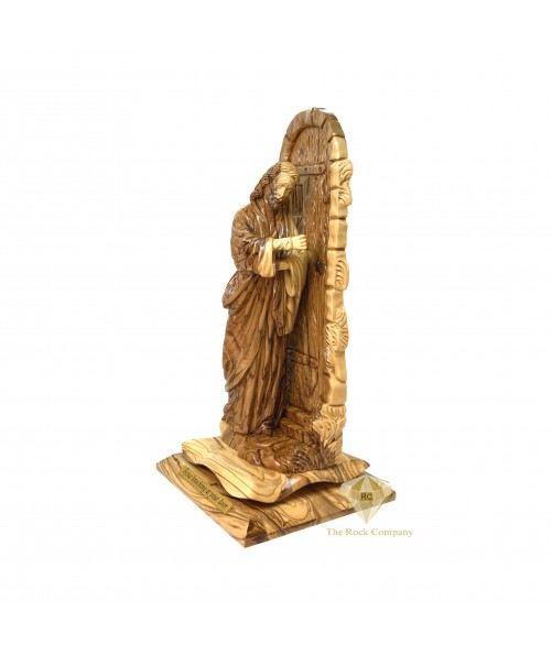 Jesus Knocking on the Door Olive Wood Artistic Carving