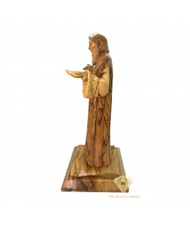 Olive Wood Saint Charbel Statue Hand Carved