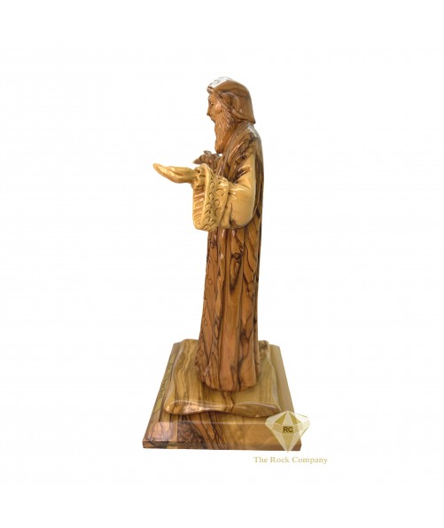 Olive Wood Saint Charbel Statue Hand Carved