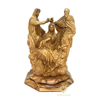 Coronation of the Virgin Mary – Hand-Carved Olive Wood Masterpiece from the Holy Land, Holy Trinity