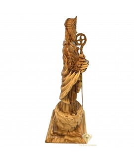 Saint Patrick Holding A Clover Olive Wood Artistic Statue