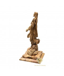 Olive Wood Jesus Resurrection Statue Hand Carved in Bethlehem | Christian Religious Decor, Easter Gift
