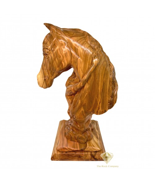 Girl Hugging Horse olive wood statue