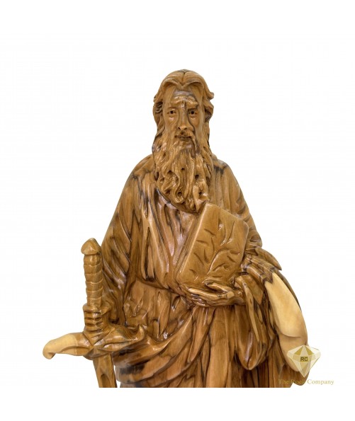 Olive Wood  Saint Paul Hand Carved, St. Paul Statue 