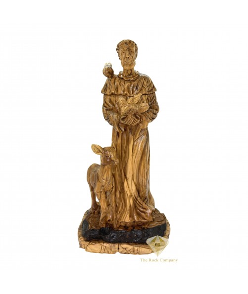 Olive Wood Saint Francis Sculpture Hand Carved, St Francis of assisi Olive Wood Saint Francis Sculpture Hand Carved, St Francis of assisi