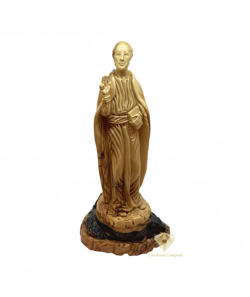 Saint Ignatius Olive Wood Hand Carved Statue, St. Ignatius of Loyala
