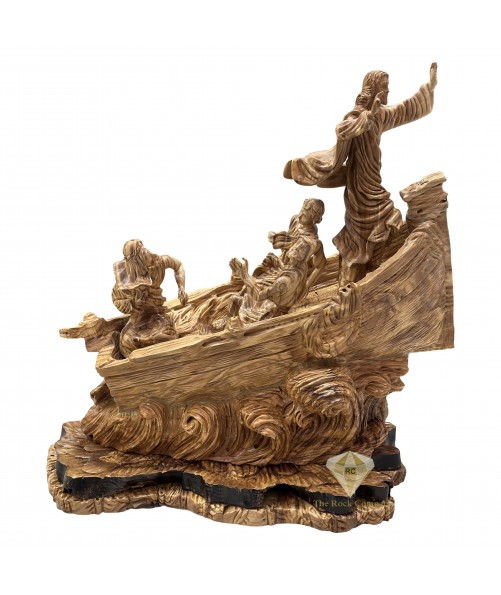 Jesus Calming The Storm Olive Wood Statue Large Size Jesus Calming The Storm Olive Wood Statue Large Size