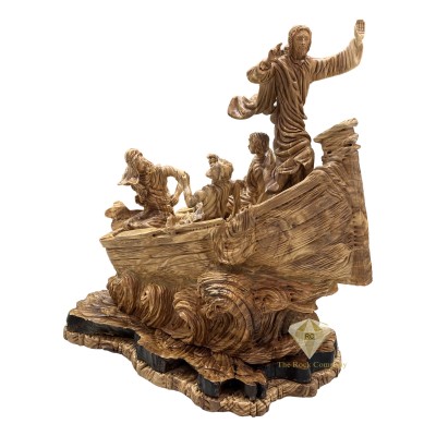 Jesus Calming The Storm Olive Wood Statue Large Size