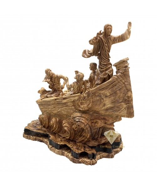 Jesus Calming The Storm Olive Wood Statue Large Size Jesus Calming The Storm Olive Wood Statue Large Size