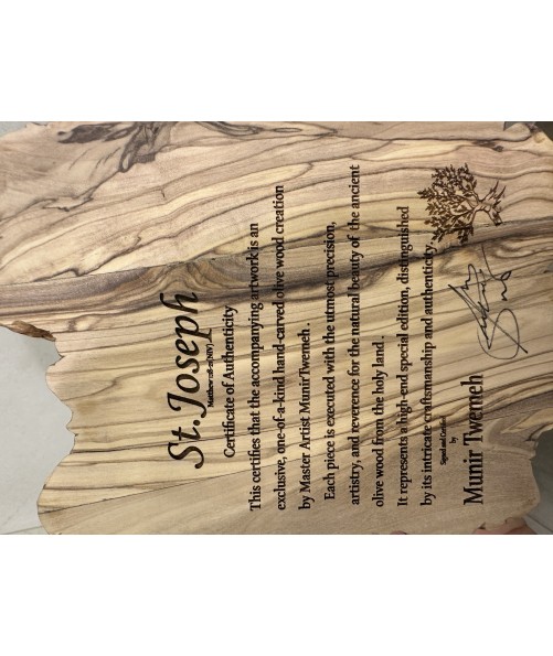 Saint Joseph the Carpenter with Jesus the Child Statue Olive Wood Hand Carved Saint Joseph the Carpenter with Jesus the Child Statue Olive Wood Hand Carved