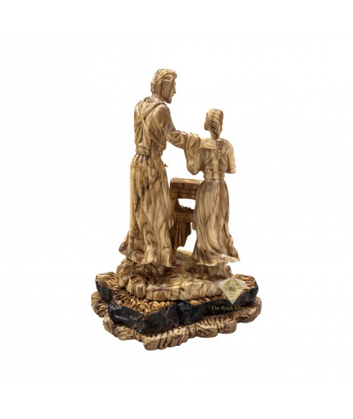 Saint Joseph the Carpenter with Jesus the Child Statue Olive Wood Hand Carved Saint Joseph the Carpenter with Jesus the Child Statue Olive Wood Hand Carved