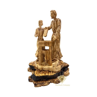Saint Joseph the Carpenter with Jesus the Child Statue Olive Wood Hand Carved Saint Joseph the Carpenter with Jesus the Child Statue Olive Wood Hand Carved