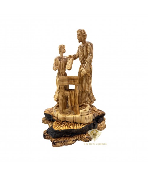 Saint Joseph the Carpenter with Jesus the Child Statue Olive Wood Hand Carved Saint Joseph the Carpenter with Jesus the Child Statue Olive Wood Hand Carved