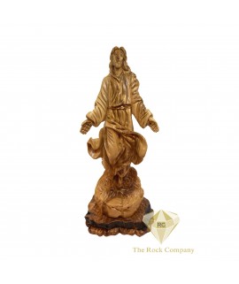 Jesus Ascension Olive Wood Carving Handmade Christian Art from the Holy Land