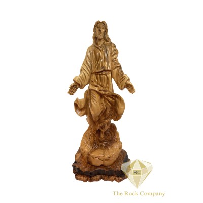 Jesus Ascension Olive Wood Carving Handmade Christian Art from the Holy Land