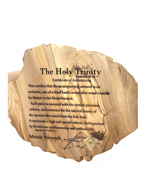 Holy Trinity Olive Wood Carving Handmade in Bethlehem | Religious Art Holy Trinity Olive Wood Carving Handmade in Bethlehem | Religious Art