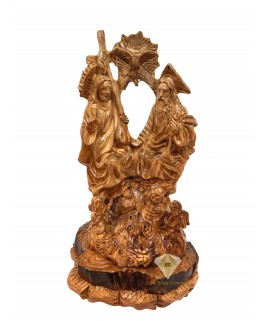 Holy Trinity Olive Wood Carving Handmade in Bethlehem | Religious Art