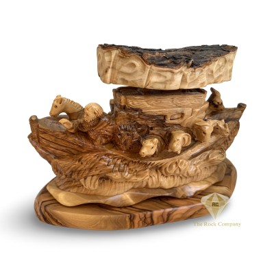 Hand Carved Olive Wood Noah’s Ark – Christian Art from the Holy Land