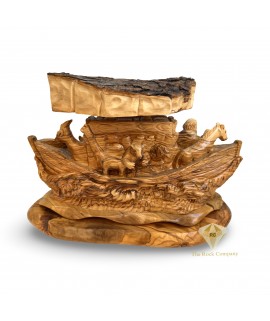 Hand Carved Olive Wood Noah’s Ark – Christian Art from the Holy Land