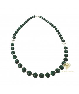 Malachite Round Bead Necklace with Sterling Silver Crosses – Protection & Faith Jewelry