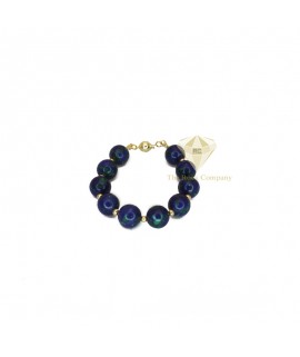 Azurite Round Beads Bracelet Gold Filled