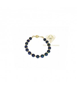 Azurite Small Round Beads Bracelet Gold Filled