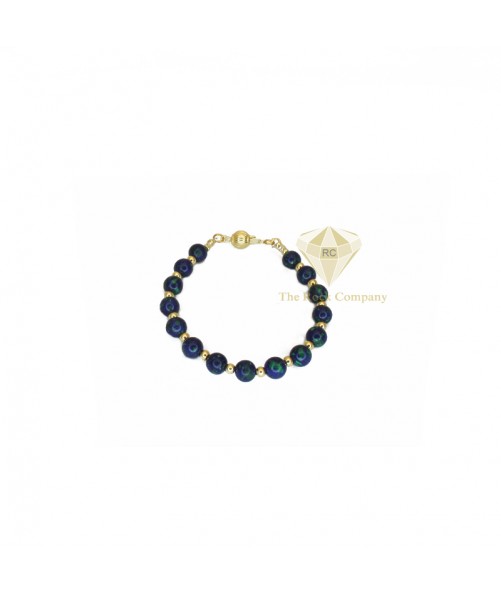 Azurite Small Round Beads Bracelet Gold Filled