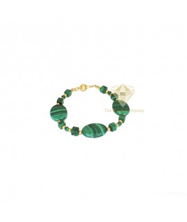 Malachite Round And Cube Bracelet Gold Filled