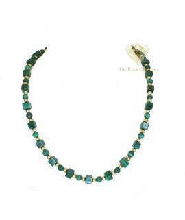 Malachite Cube Necklace Gold Filled