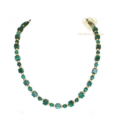 Malachite Cube Necklace Gold Filled