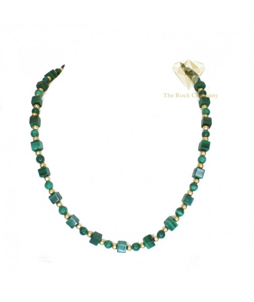 Malachite Cube Necklace Gold Filled