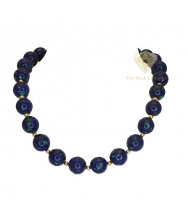 Azurite Round Beads Necklace Gold Filled