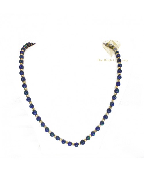 Azurite Necklace Gold Filled  Small Beads