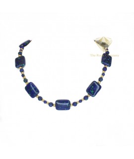 Azurite Square Necklace Gold Filled 