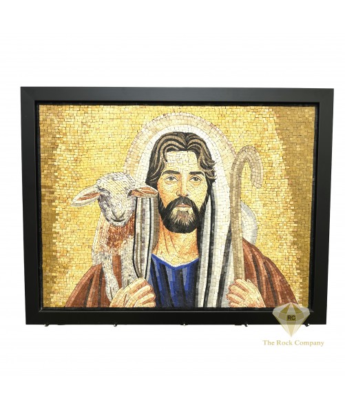 Mosaic Jesus Holding the Sheep, The Good Shepherd Handmade Art Mosaic Jesus Holding the Sheep, The Good Shepherd Handmade Art