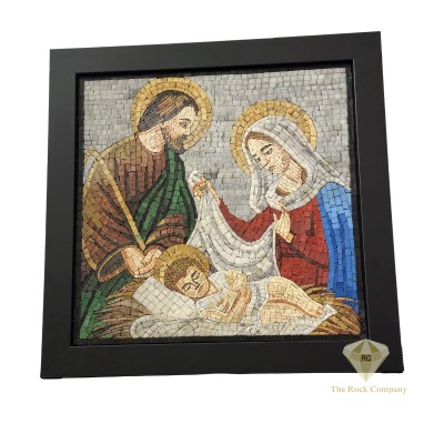 Mosaic Holy Family Handmade Jerusalem  Stone Art Wall