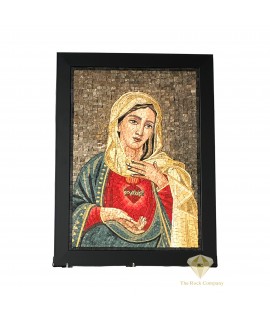 Mosaic Virgin Mary Sacred Heart, Handmade Immaculate Heart 