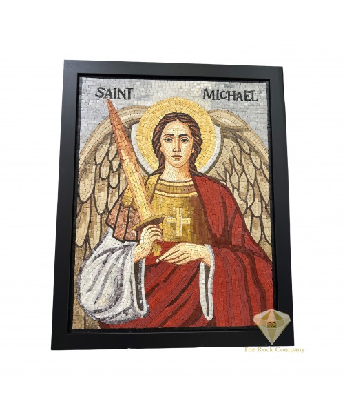 Mosaic Saint Michael Handmade Archangel Jerusalem Stone 