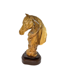 Girl Hugging Horse olive wood statue