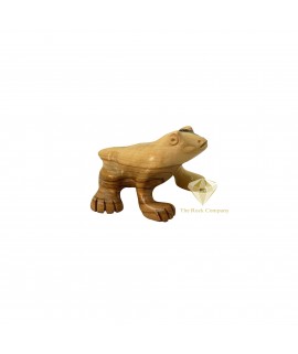 Olive Wood Frog Statue Hand Carved