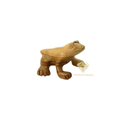 Olive Wood Frog Statue Hand Carved