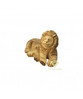 Olive Wood Lion and Lamb Statue Hand Carved 