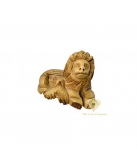 Olive Wood Lion and Lamb Statue Hand Carved 