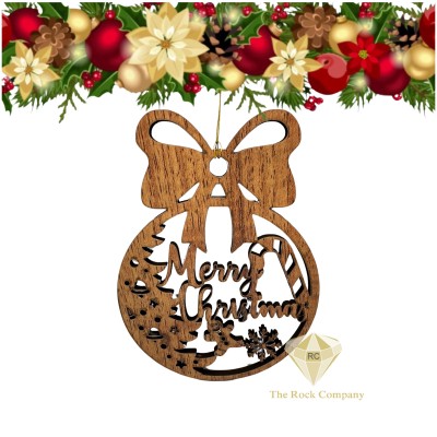Merry Christmas Ornament Olive Wood